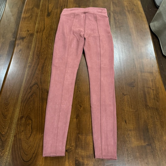 Spanx Faux Suede High Waist Leggings Rich Rose Pink Size Medium Tall MT - Picture 4 of 10